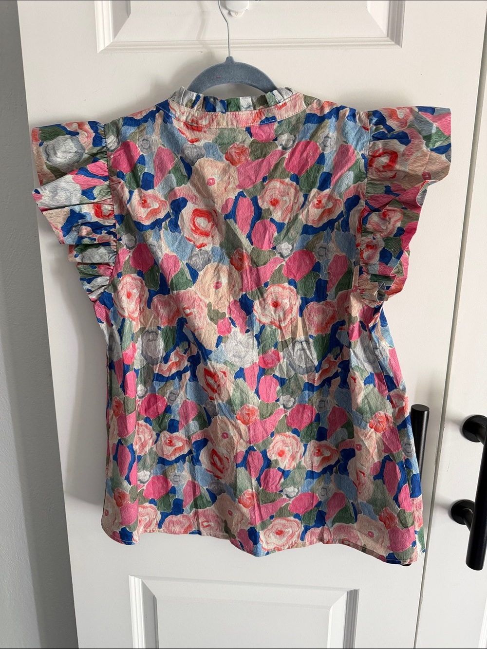 Pink Multi Floral Ruffle Sleeve Blouse large - Picture 4 of 7